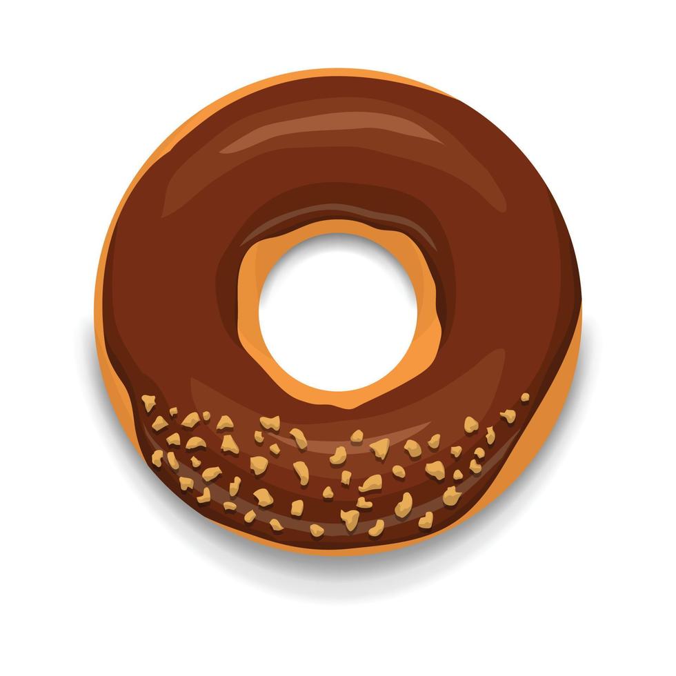 Chocolate donut icon, cartoon style vector