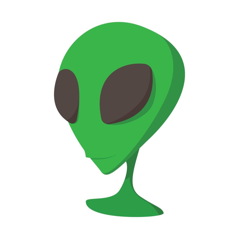 icono de dibujos animados de cabeza verde alienígena vector