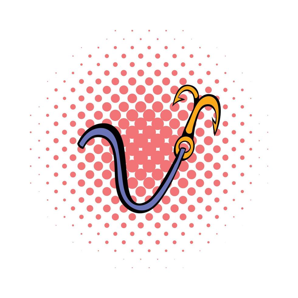 Ninja hook with rope icon, comics style vector