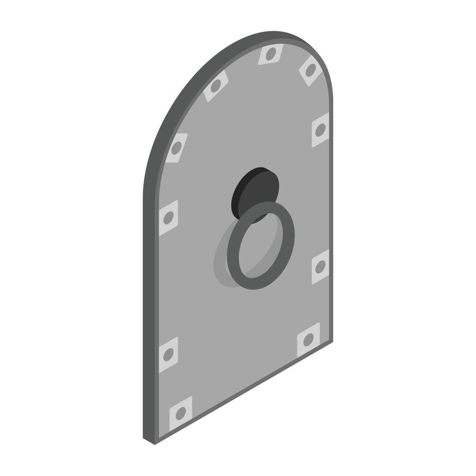 icono de puerta de acero arqueado, estilo 3d isométrico vector