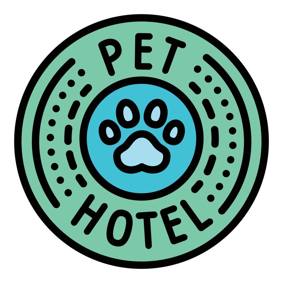 icono del emblema del hotel para mascotas, estilo de esquema vector