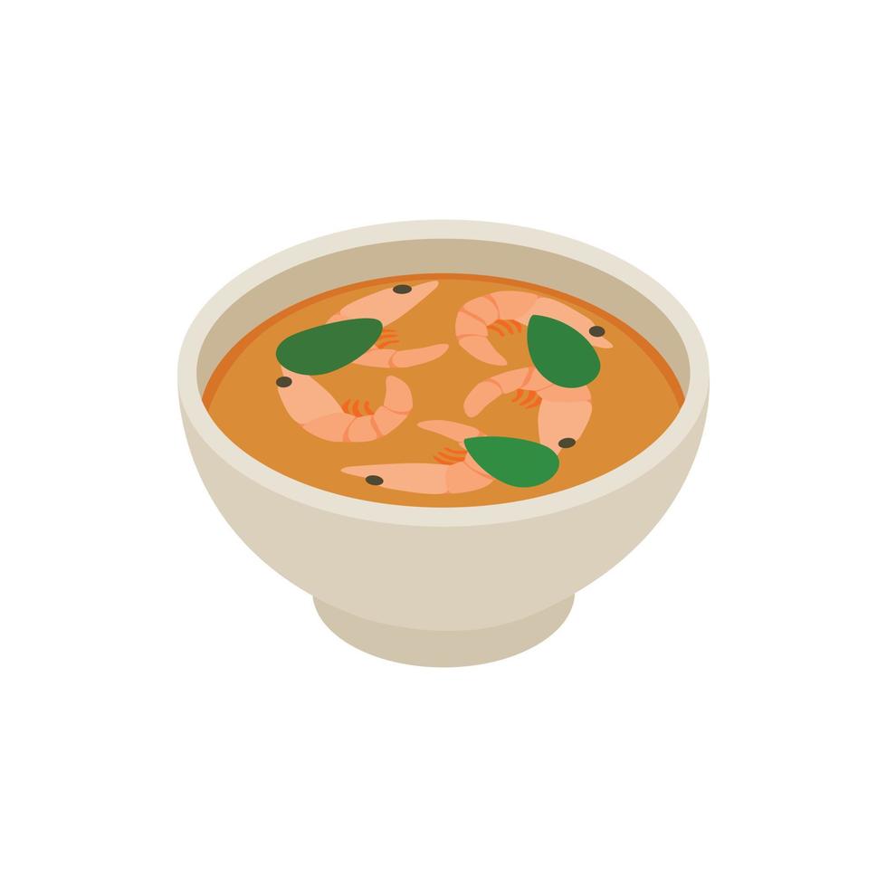 Tom yum soup icon, isometric 3d style vector