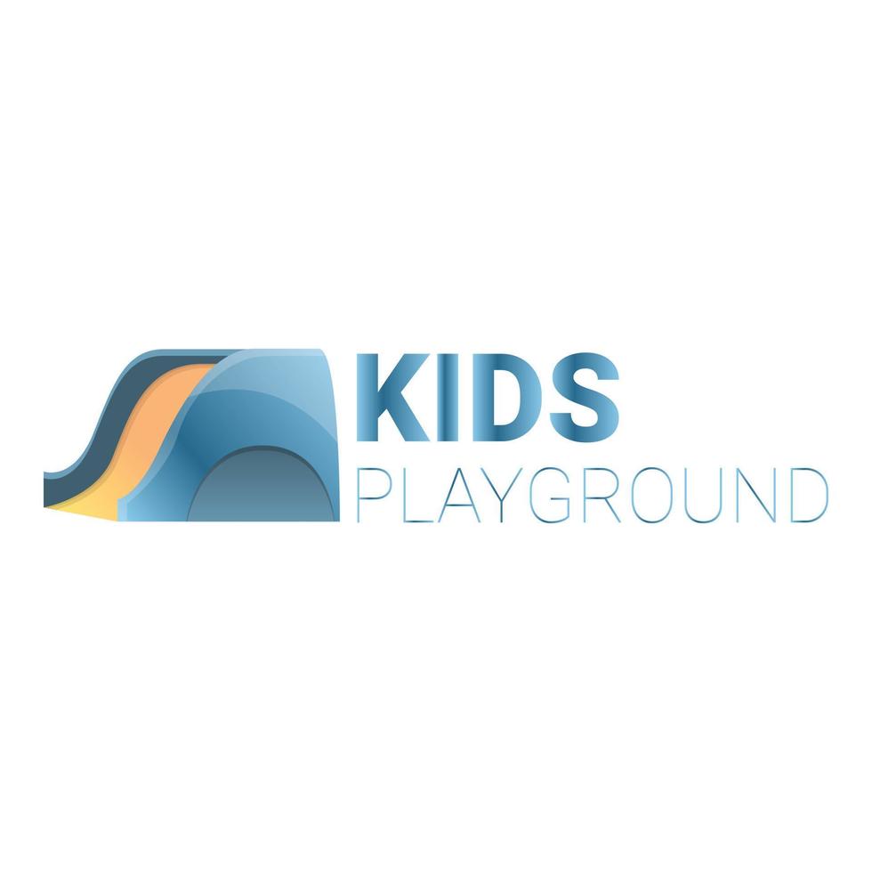 Kids playground slide logo, cartoon style vector