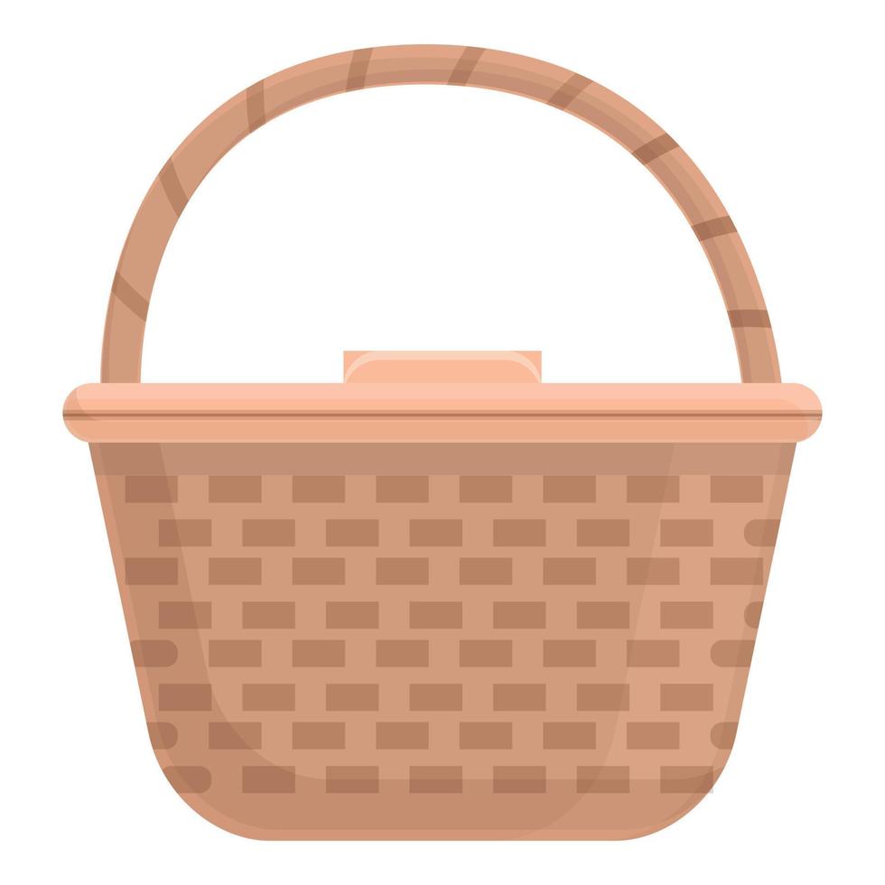 Manejar el icono de la cesta de picnic, dibujos animados y estilo plano vector