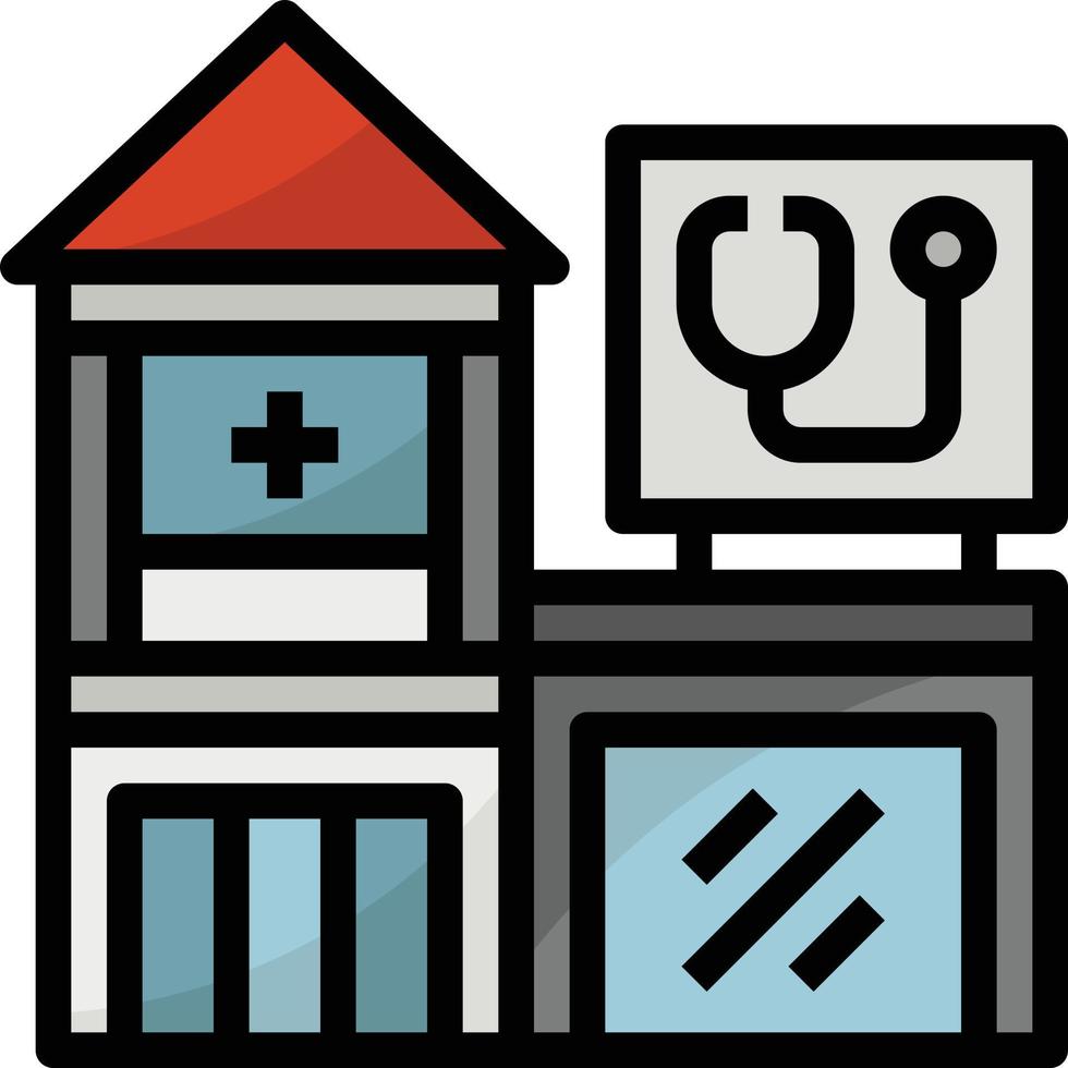 clinic dentist pharmacy doctor building - filled outline icon vector