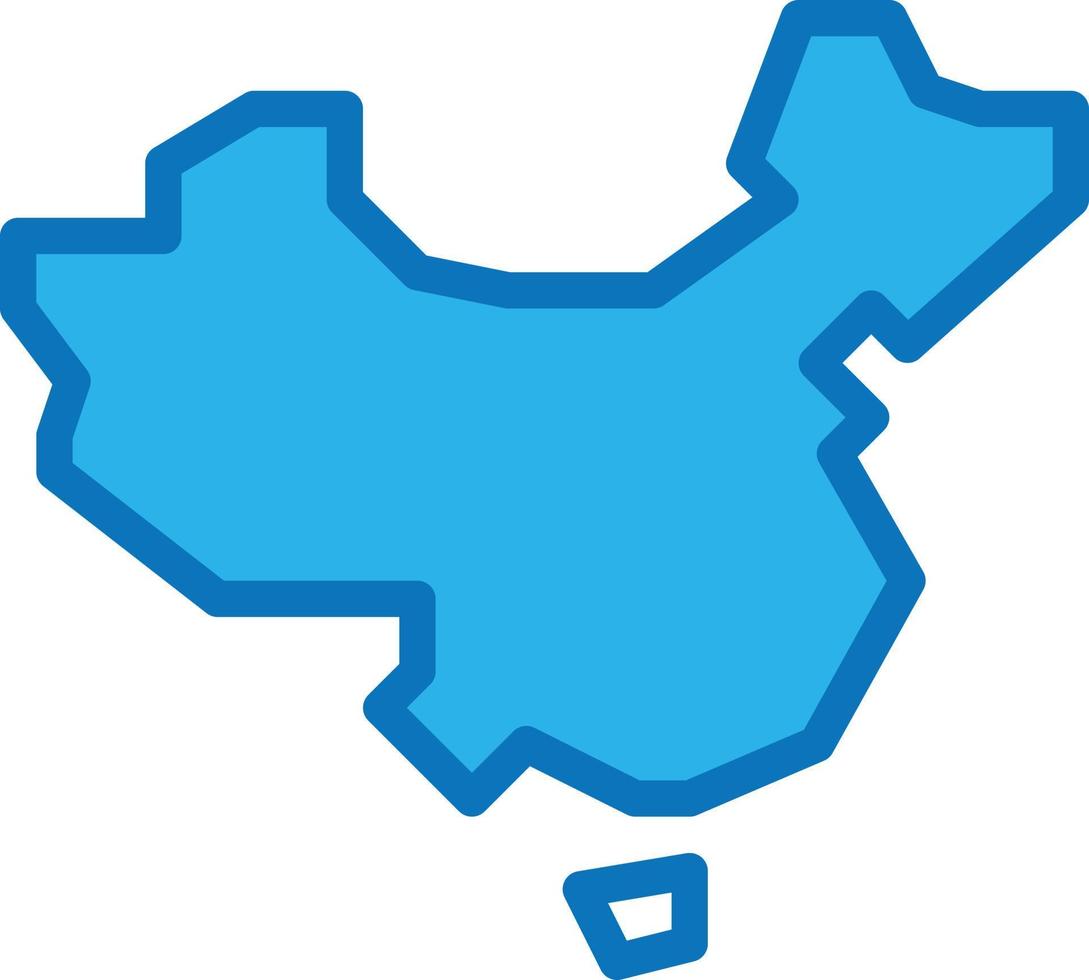 china país chino mapa viaje - icono azul vector