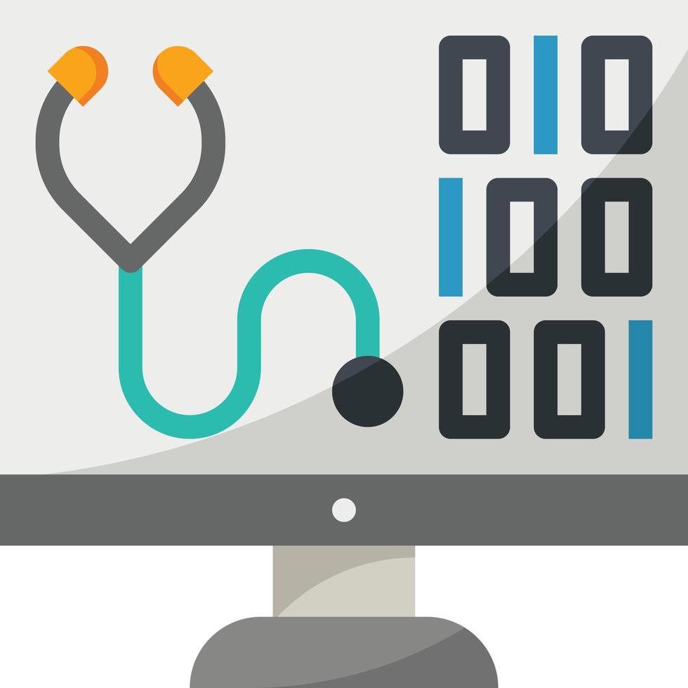 health care computer ai artificial intelligence - flat icon vector