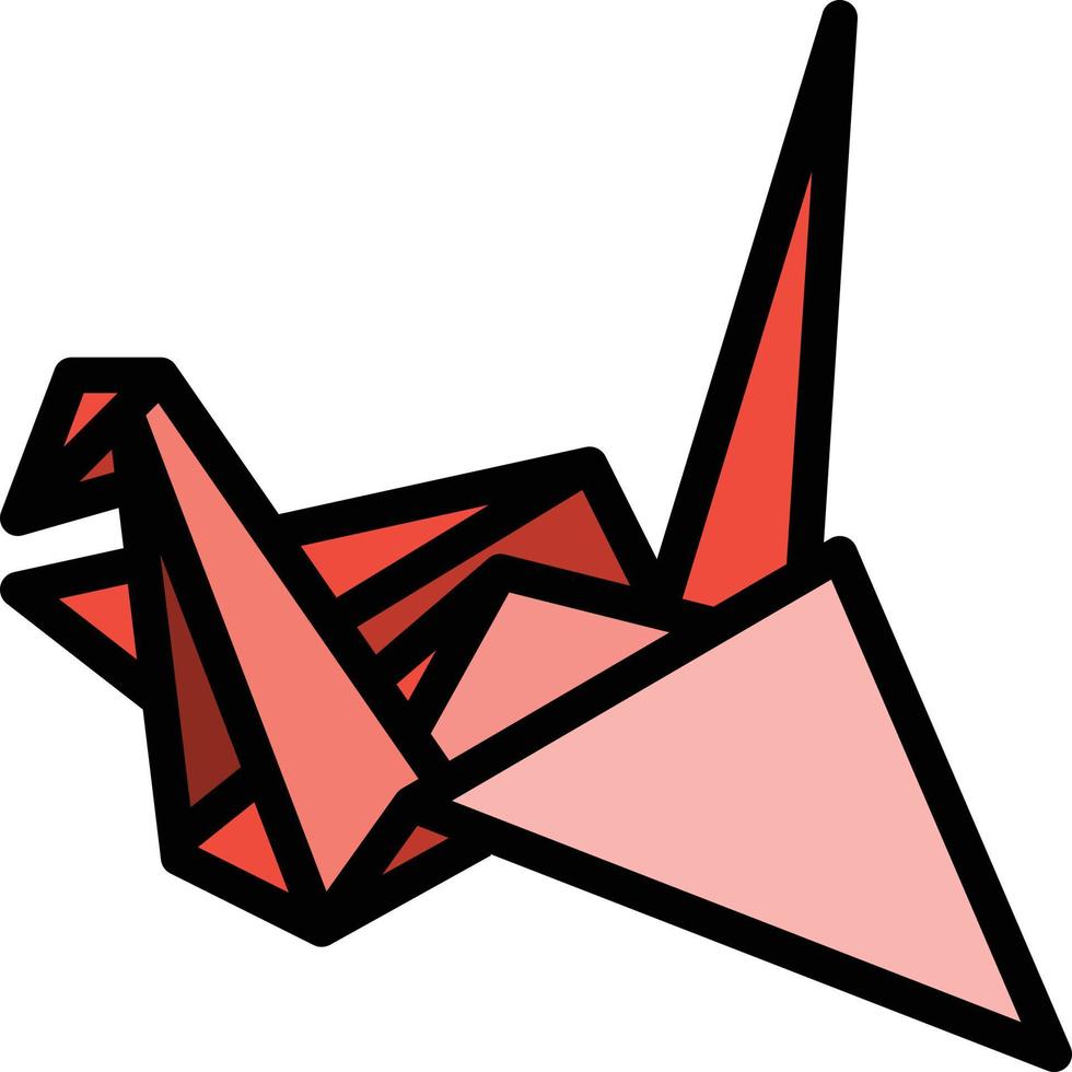 origami papel pájaro japón japoneses - icono de contorno lleno vector