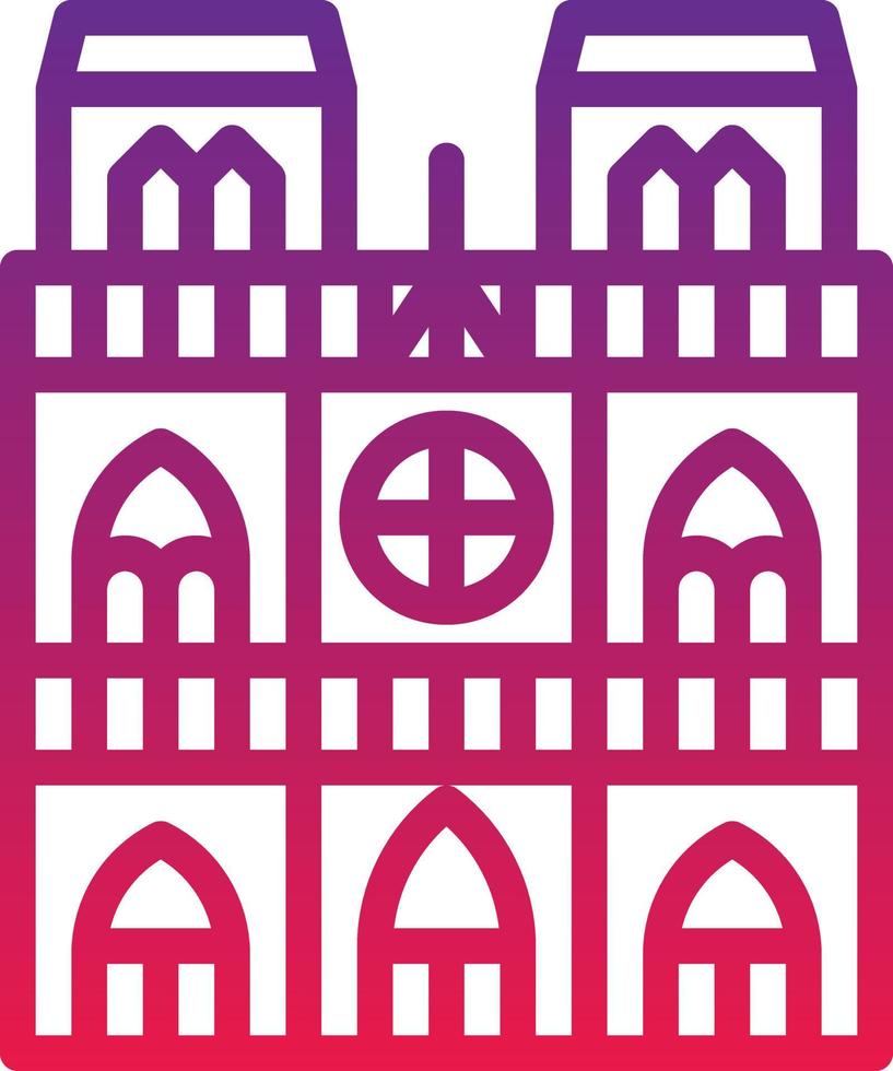 notre dame paris france landmark building - gradient icon vector