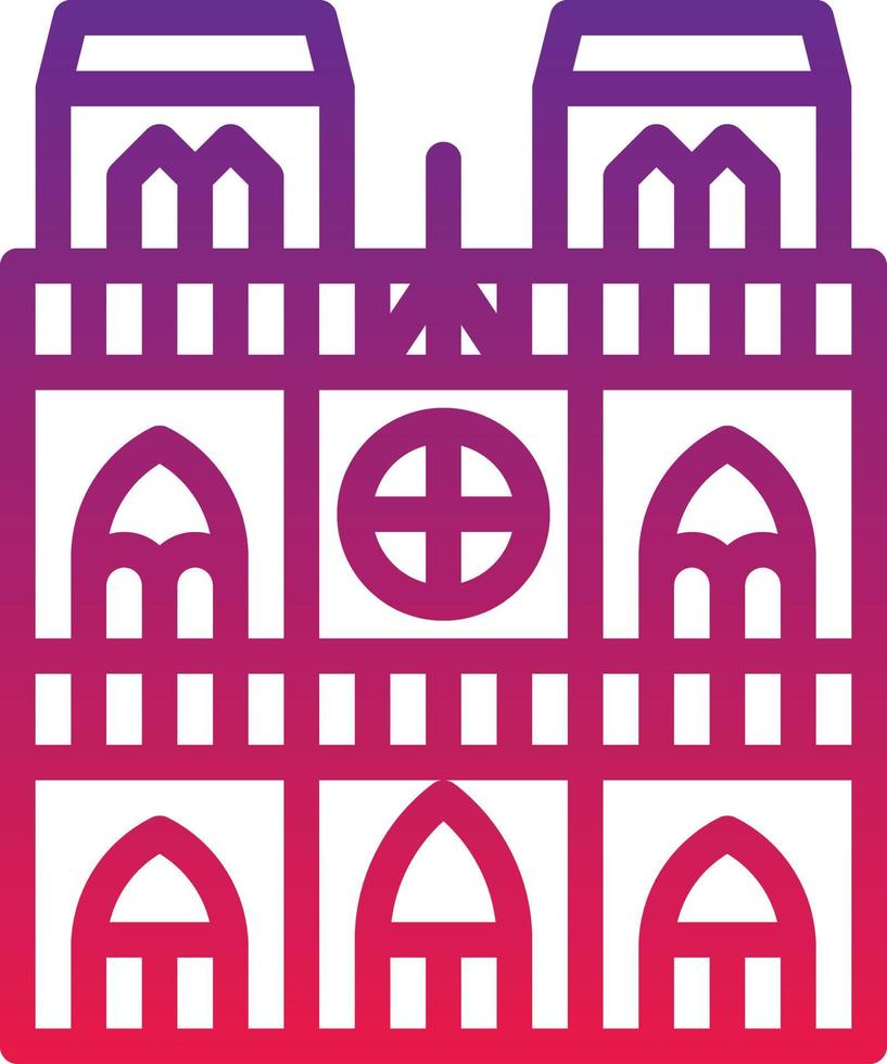 notre dame paris francia edificio emblemático - icono degradado vector