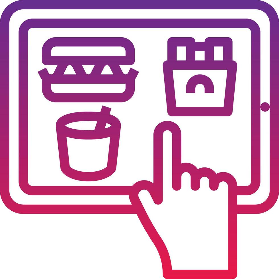 tablet order online food delivery - gradient icon vector