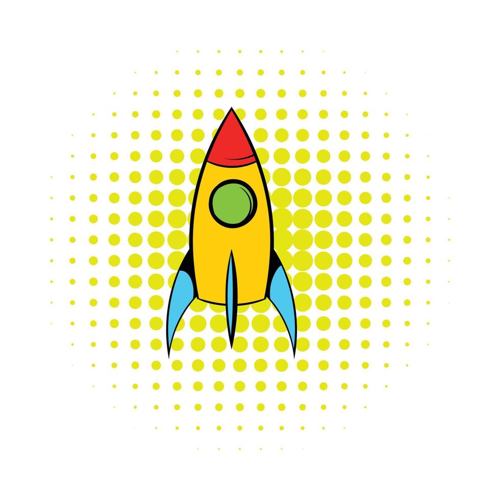 icono de cohete, estilo comics vector