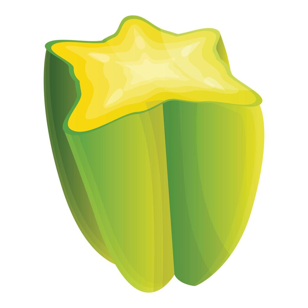 icono de media carambola, estilo de dibujos animados vector