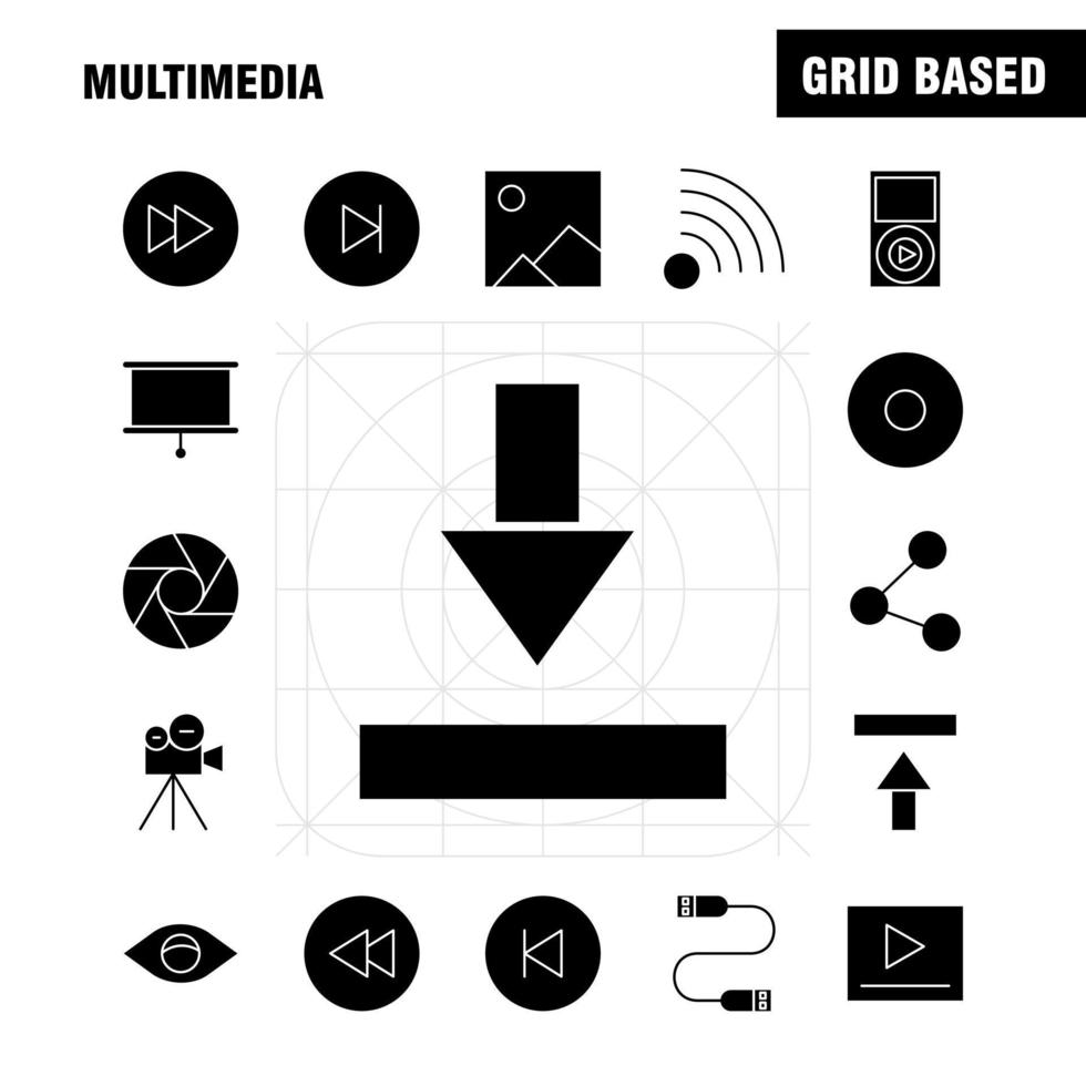 Multimedia Solid Glyph Icon for Web Print and Mobile UXUI Kit Such as Microphone Mike Music Audio Fast Forward Move Play Pictogram Pack Vector