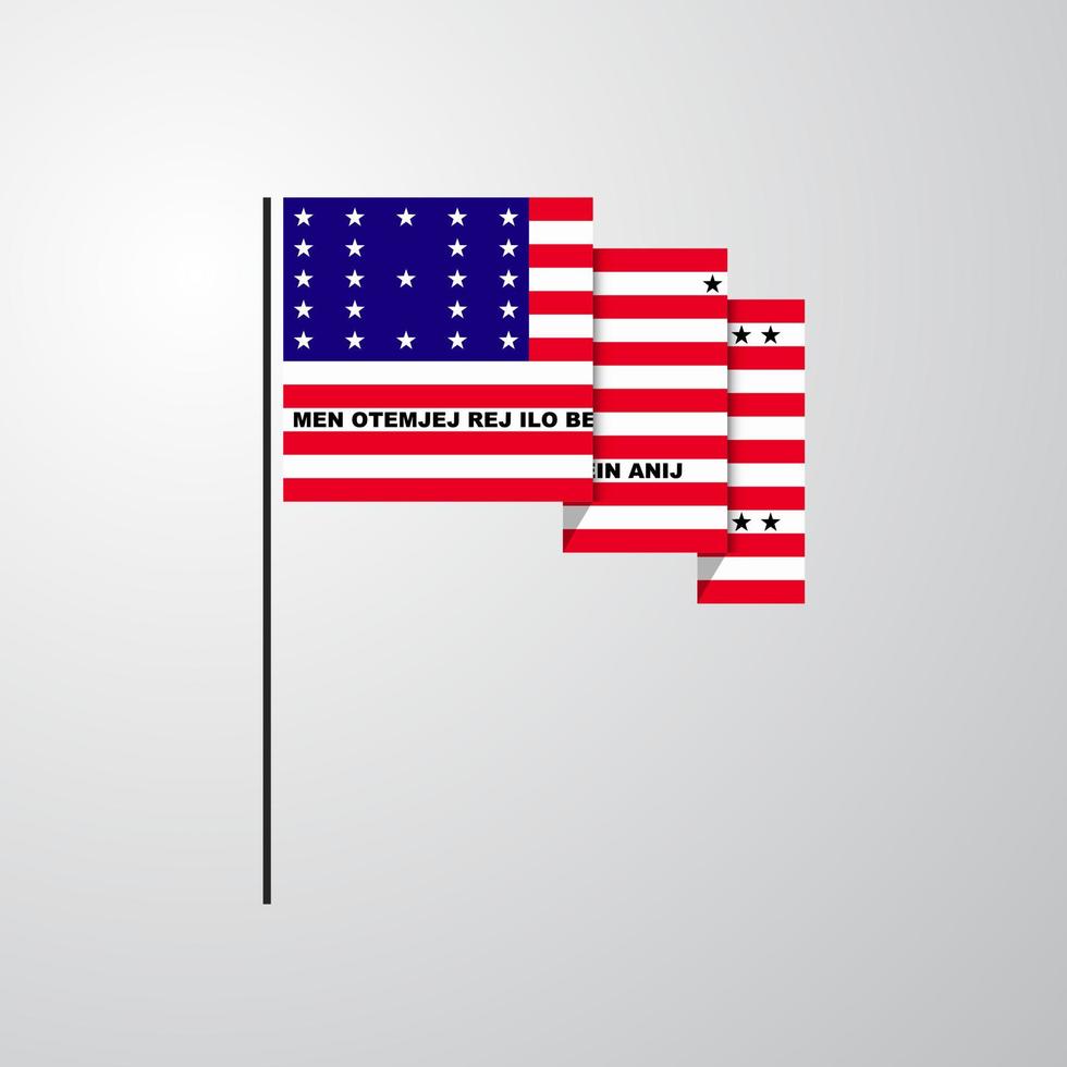 Bikini Atoll waving Flag creative background vector