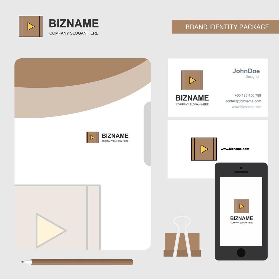 Video Business Logo File Cover Visiting Card and Mobile App Design Vector Illustration