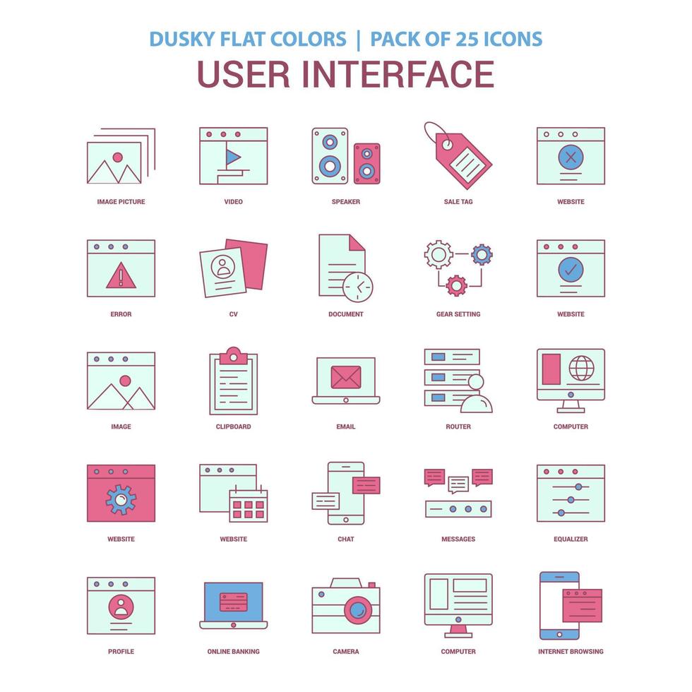 User Interface icon Dusky Flat color Vintage 25 Icon Pack vector