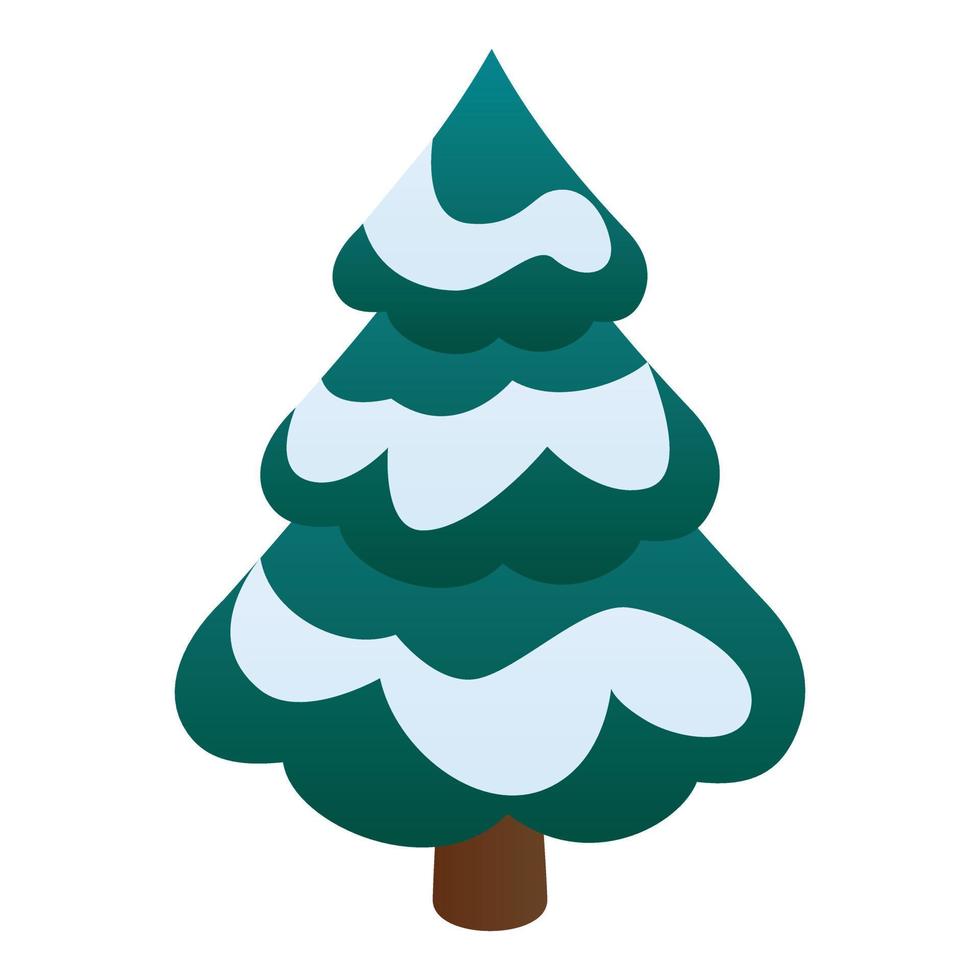Fir tree with snow icon, isometric style vector