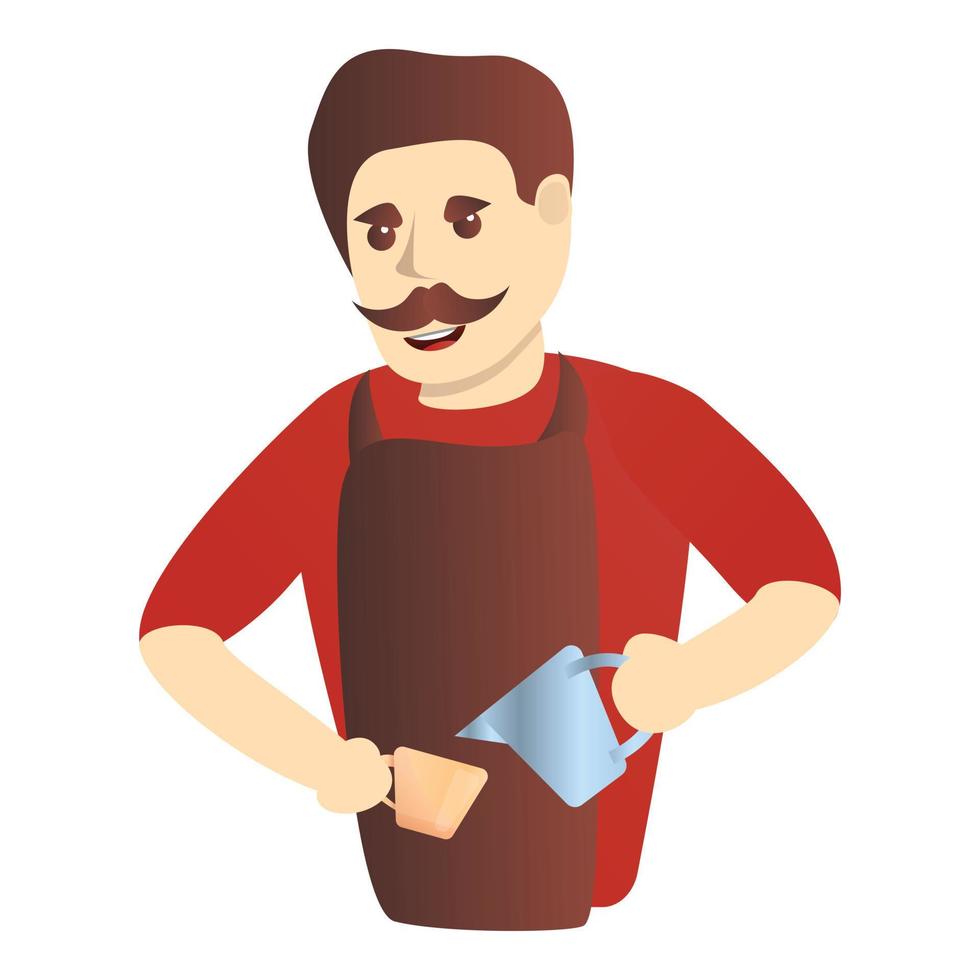 Coffee maker man icon, cartoon style vector