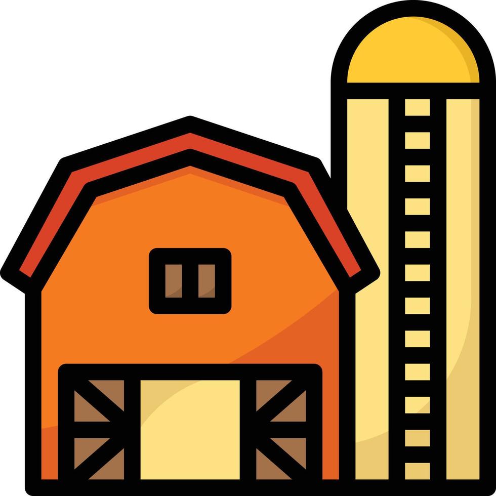 barn farm crop farmer building - filled outline icon vector