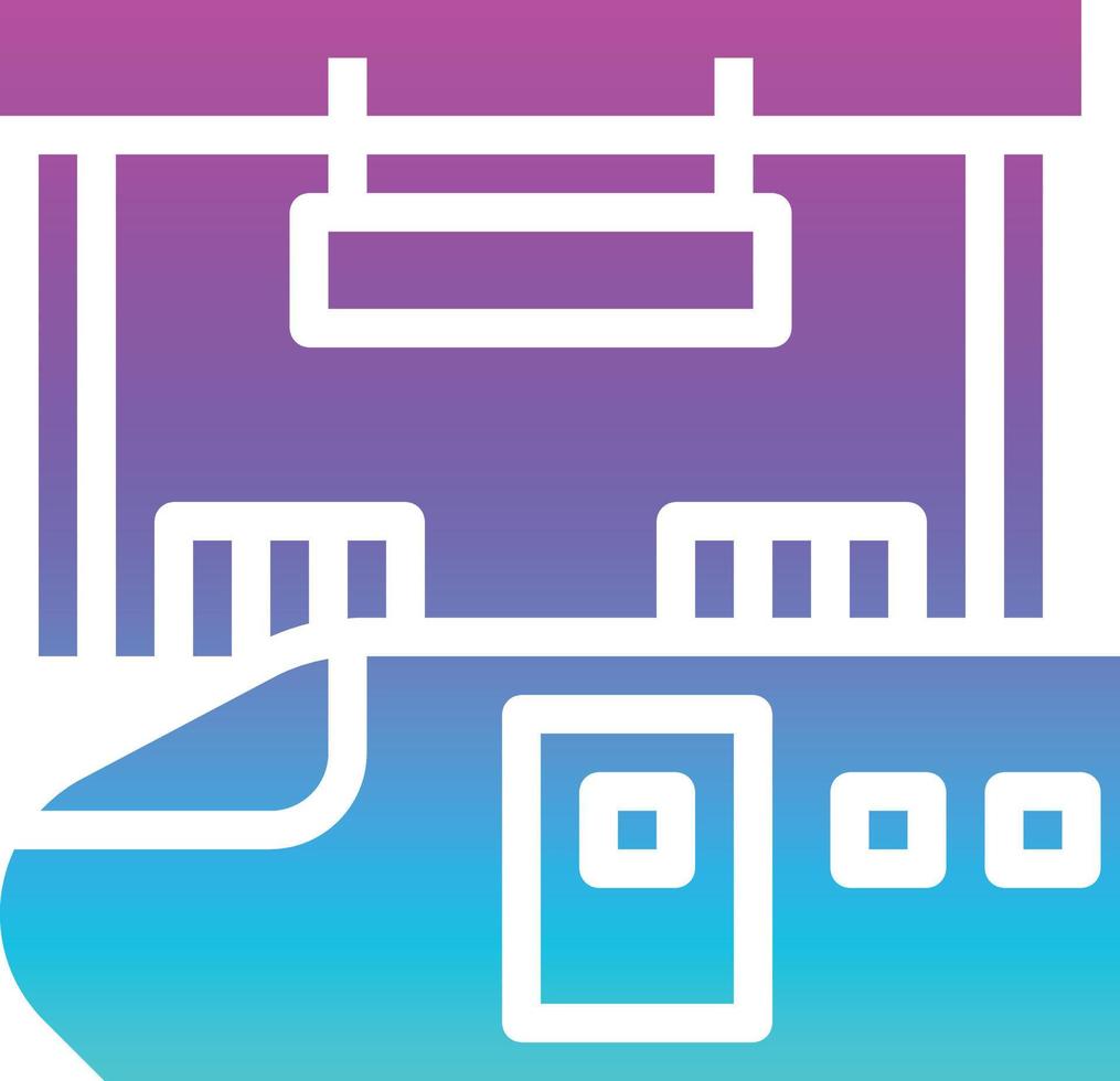station train rail platform building - solid gradient icon vector