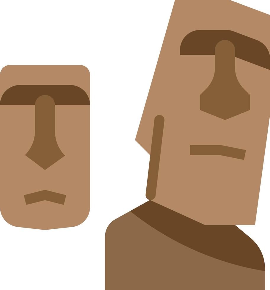 Monumento de la isla de pascua de la estatua moai - icono plano vector