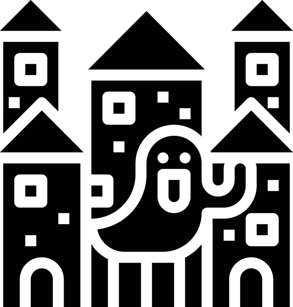 castle ghost huanted house halloween - solid icon vector