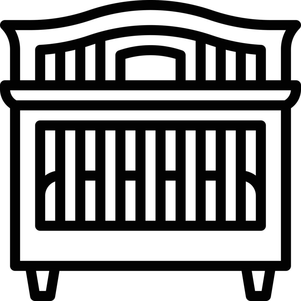 crib bed cradle baby accessories - outline icon vector