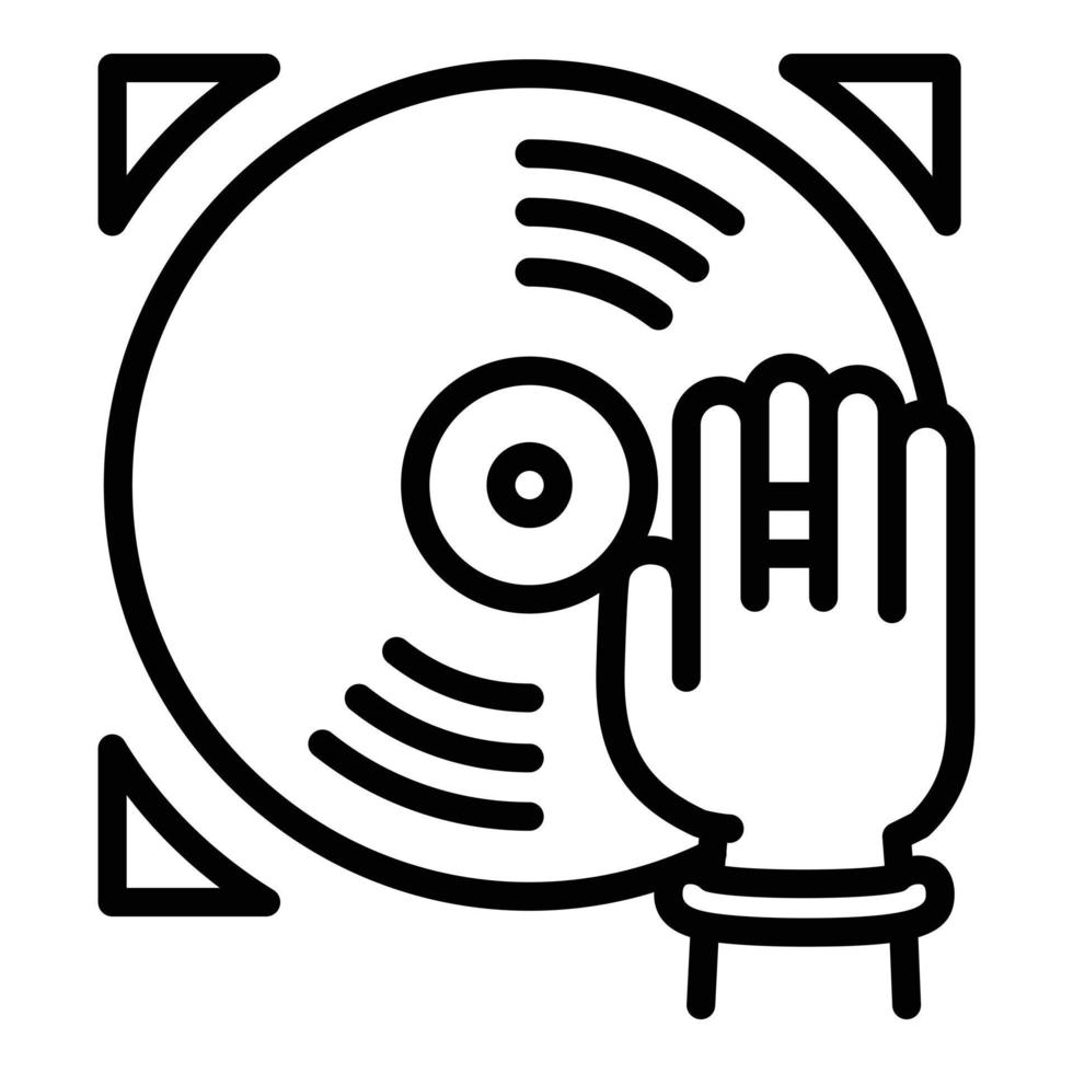Dj vinyl disc icon, outline style vector
