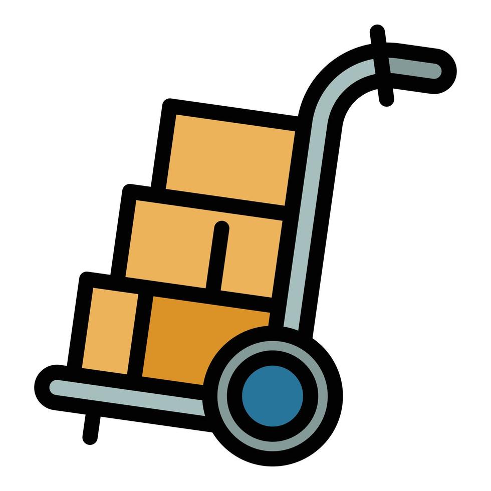 icono de carrito de almacén, estilo de esquema vector