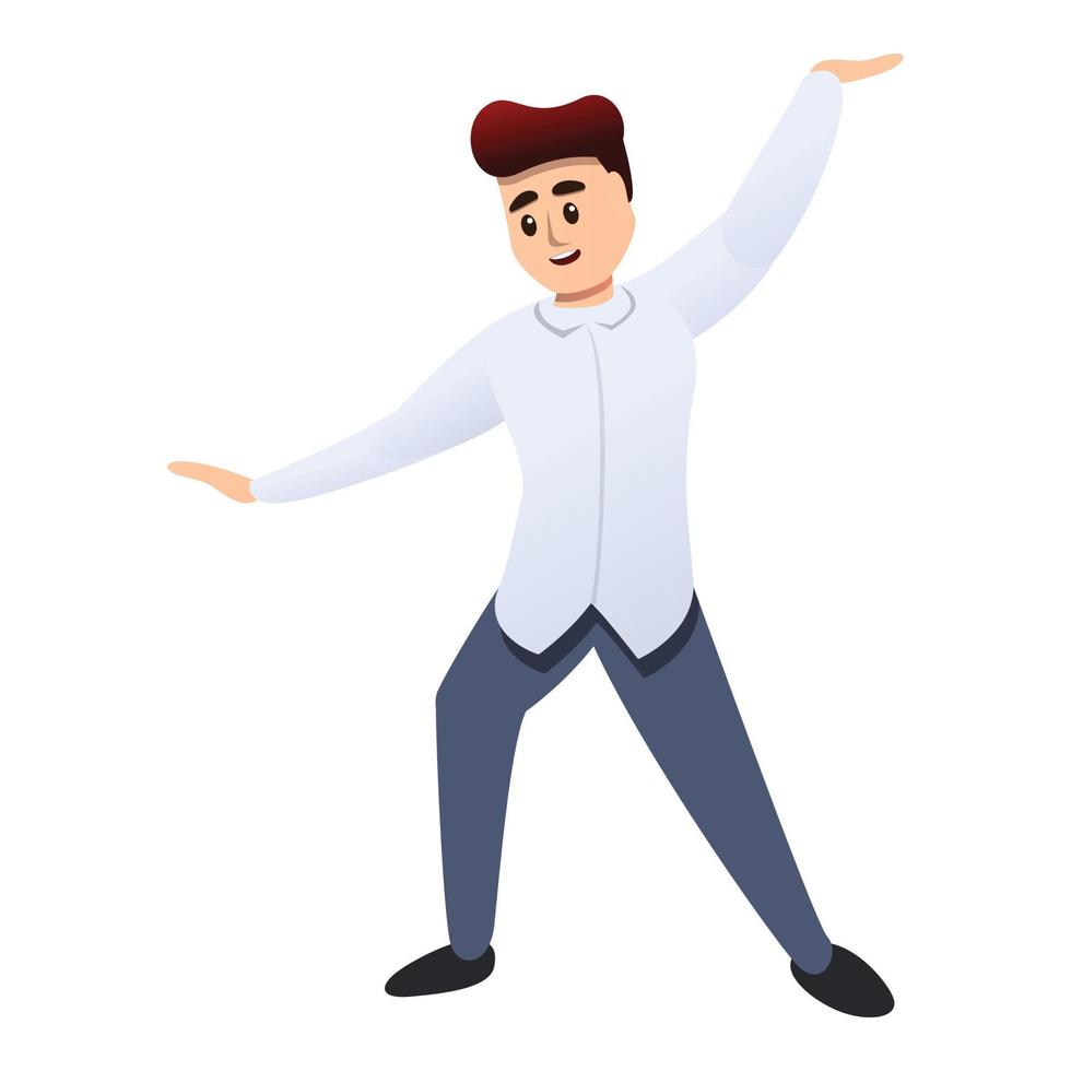 Dancing man office party icon, cartoon style vector