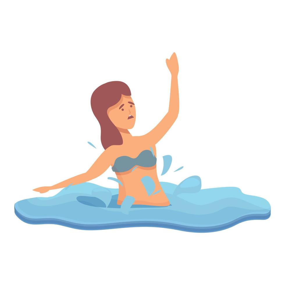 la chica necesita ayuda en el vector de dibujos animados de icono de agua. guardia de playa