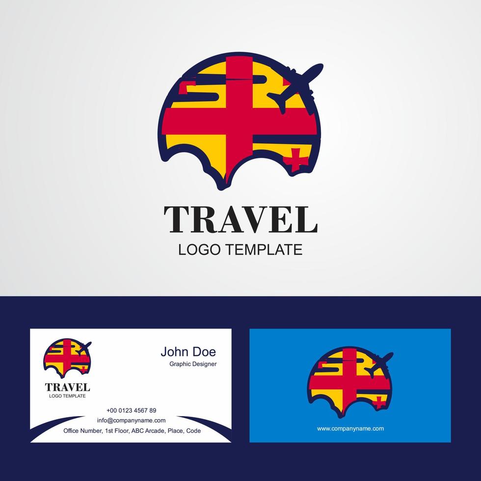 Travel Georgia Flag Logo and Visiting Card Design vector