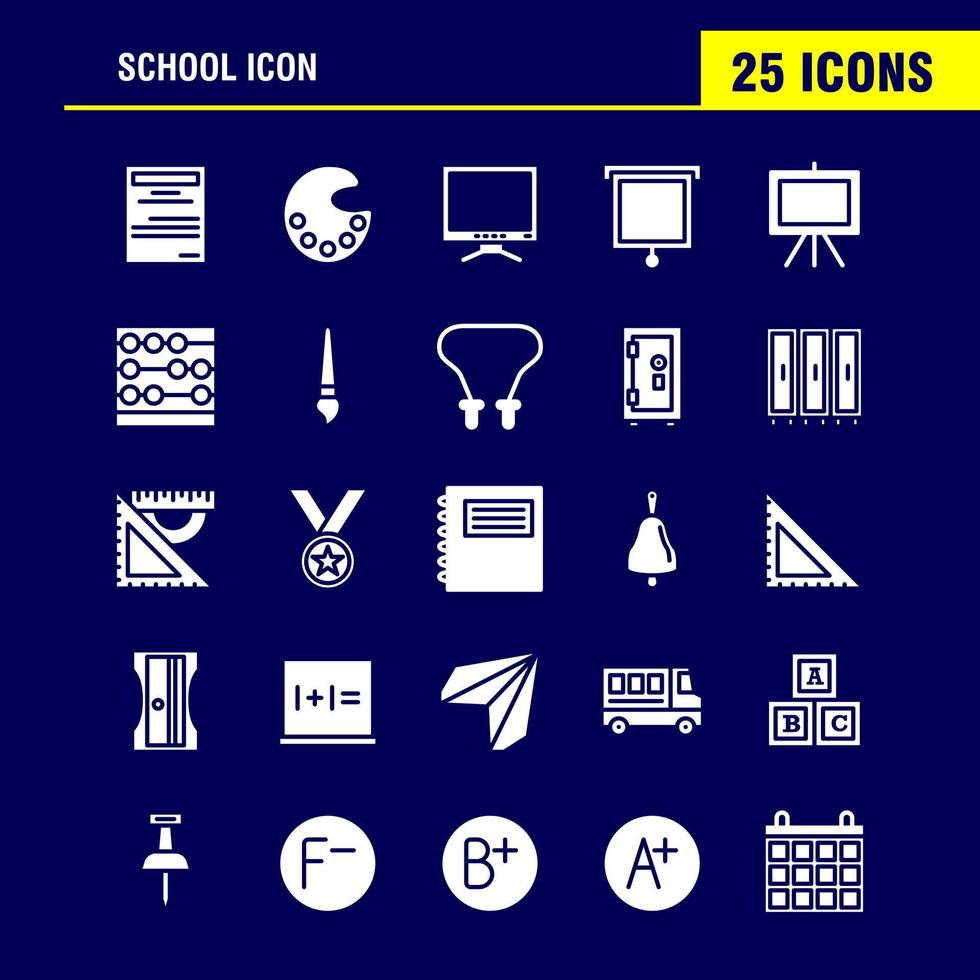 School Icon Solid Glyph Icon Pack For Designers And Developers Icons Of Education File Paper School Art College Paint Painting Vector