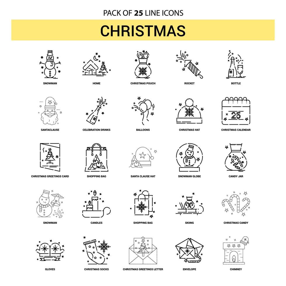 Christmas Line Icon Set 25 Dashed Outline Style vector