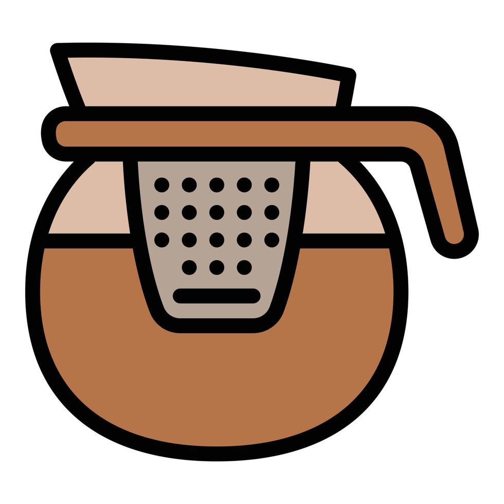 vector de contorno de icono de olla de filtro de café. bebida barista