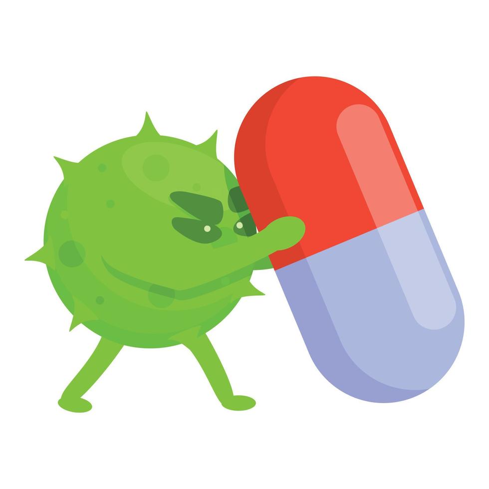 icono de resistencia a los antibióticos de la cápsula, estilo de dibujos animados vector