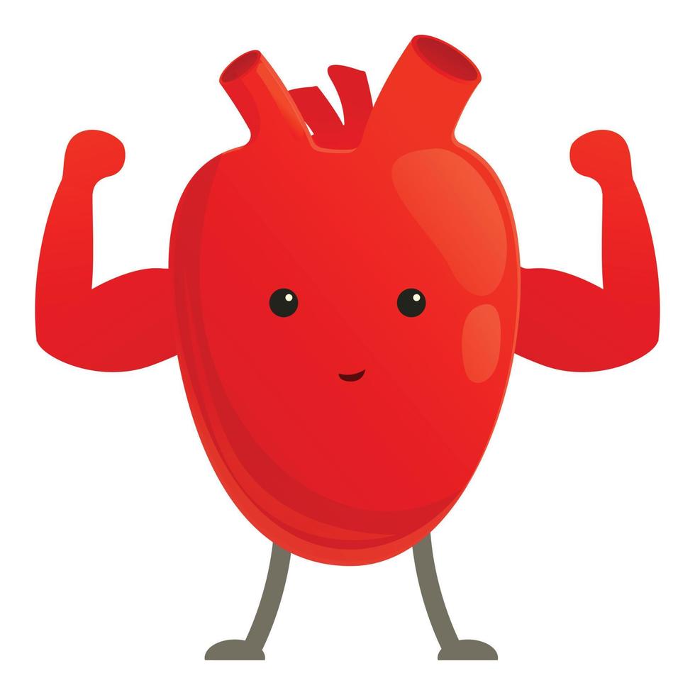 Healthy muscle heart icon, cartoon style vector
