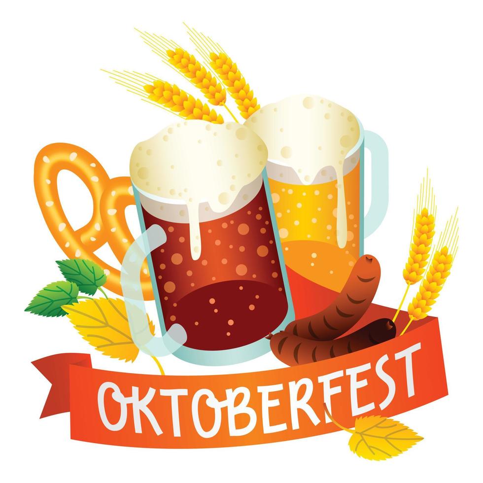 ale cerveza oktoberfest logo, estilo isométrico vector