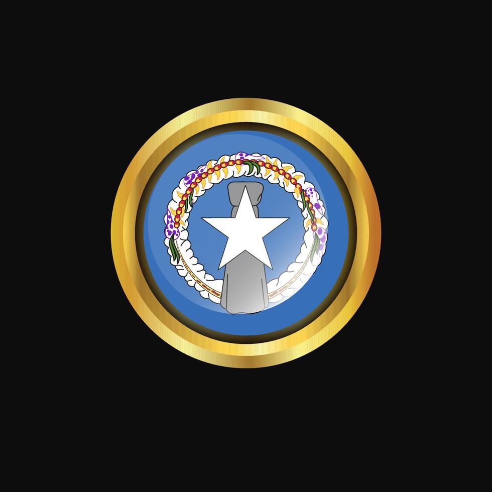 Northern Mariana Islands flag Golden button vector