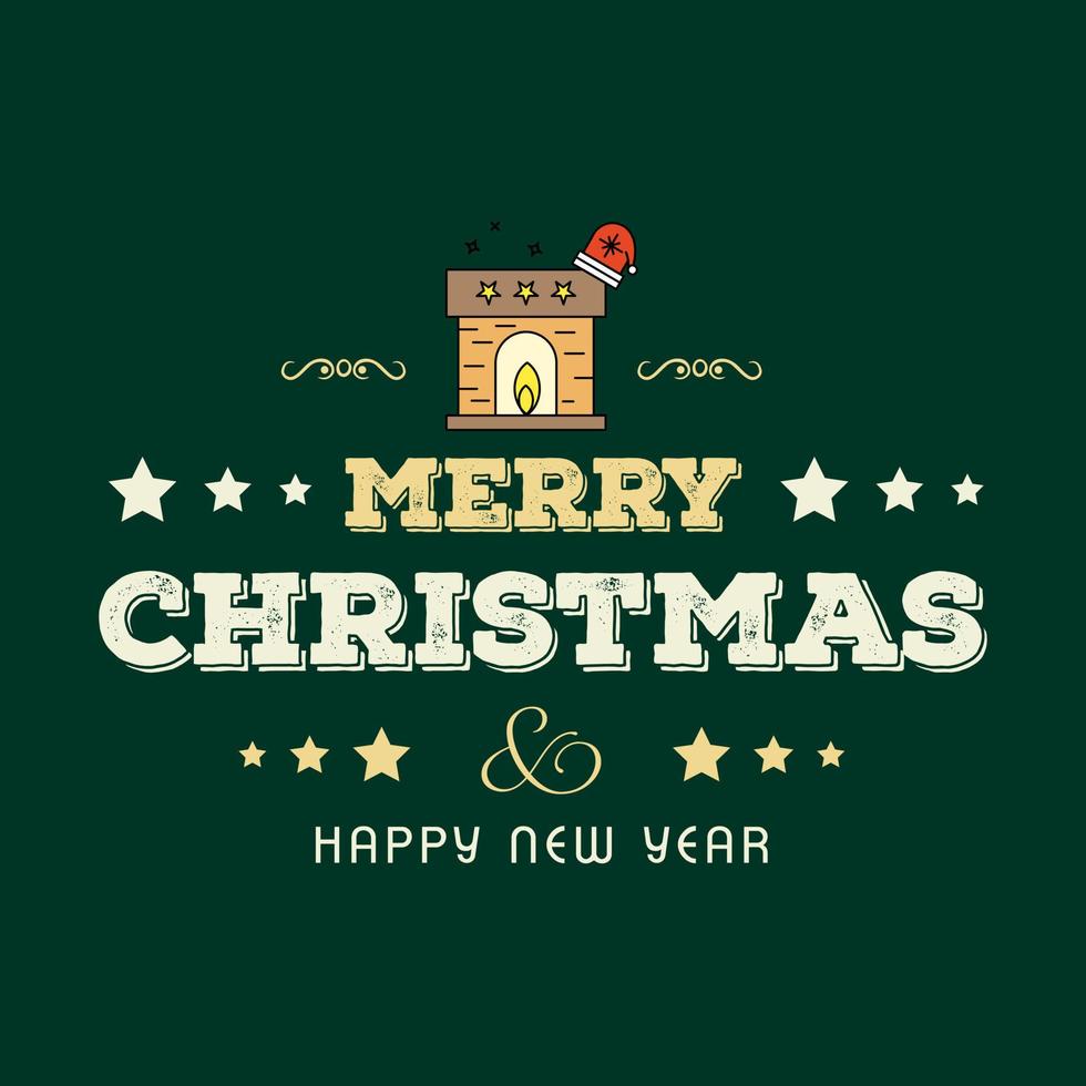 Christmas greetings card with typography and green background vector