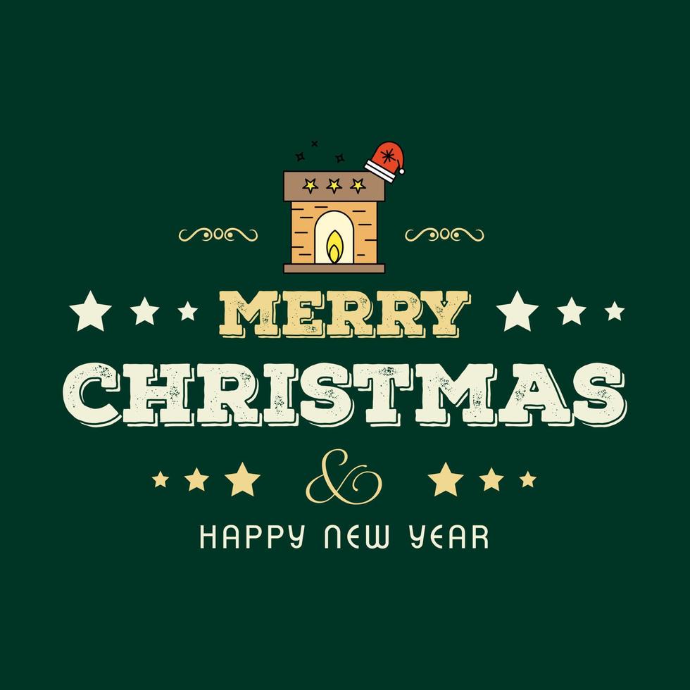 tarjeta de saludos de navidad con tipografía y vector de fondo verde