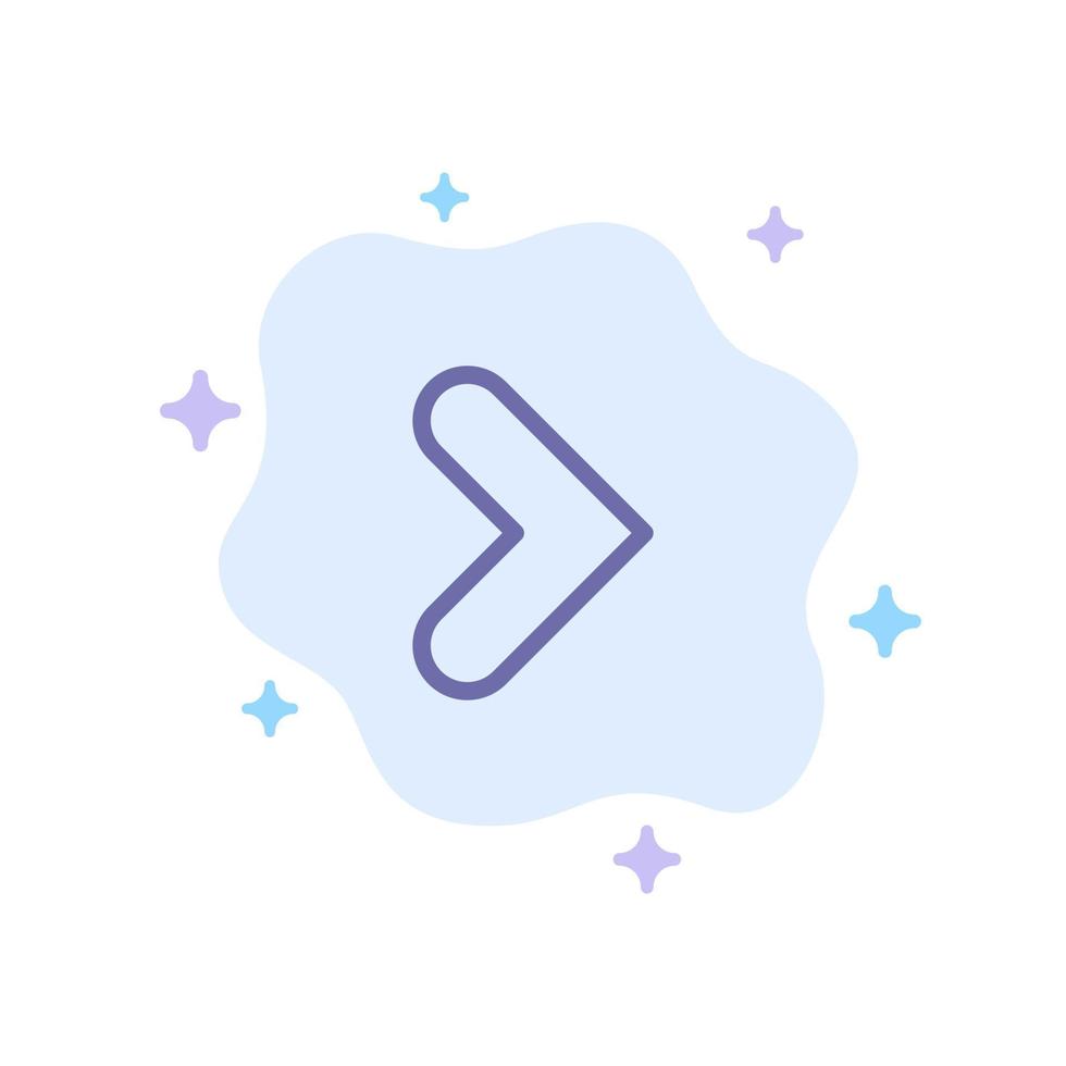 Arrow Right Forward Direction Blue Icon on Abstract Cloud Background vector