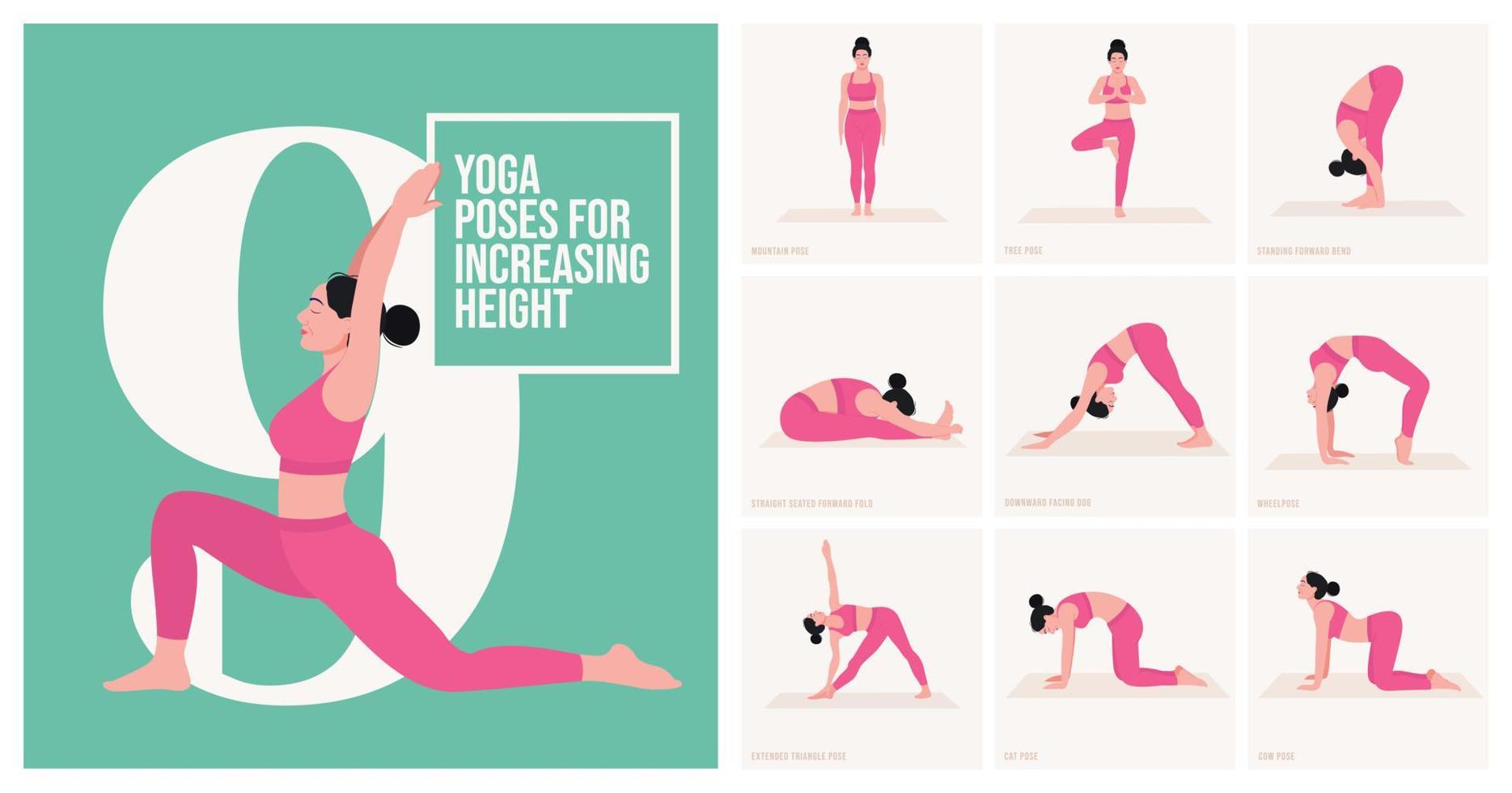 Posturas de yoga para dormir mejor. mujer joven practicando pose de yoga. mujer entrenamiento fitness, aeróbicos y ejercicios. ilustración vectorial vector