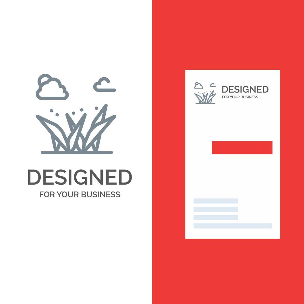 Grass Grasses Green Spring Grey Logo Design and Business Card Template vector