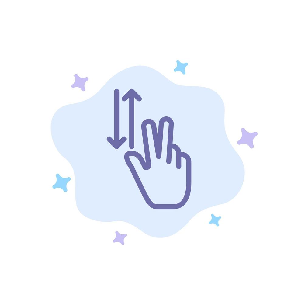 Finger Gestures Two Up Down Blue Icon on Abstract Cloud Background vector