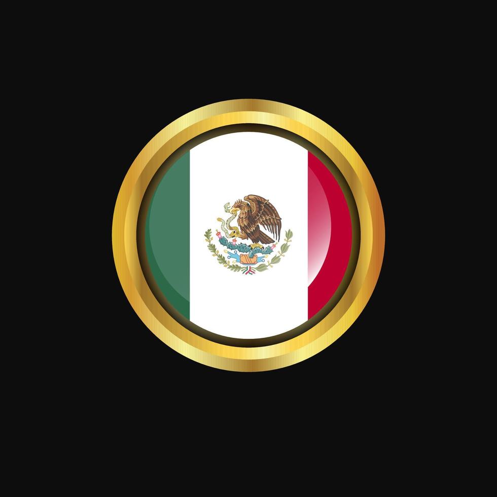 Mexico flag Golden button vector
