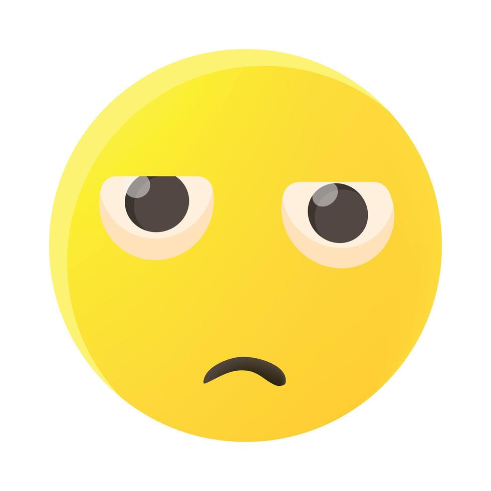 Sad emoticon icon, cartoon style vector