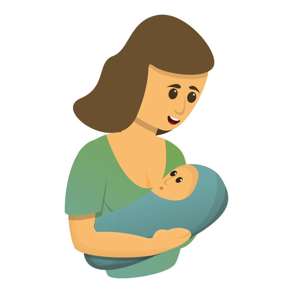 Beauty breastfeeding icon, cartoon style vector