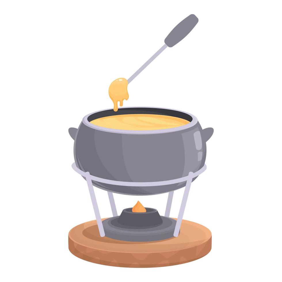 vector de dibujos animados de icono de fondue caliente. queso de comida